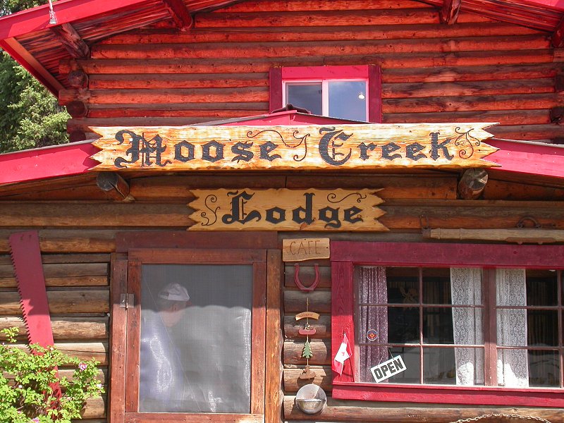 A photo of the welcoming entrance of Moose Creek Lodge, Yukon Territory