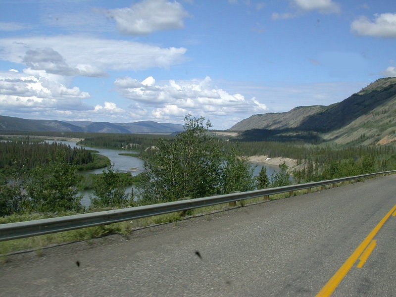 This view is near Yukon Crossing, a spot where the historic Overland Trail crossed the Yukon River