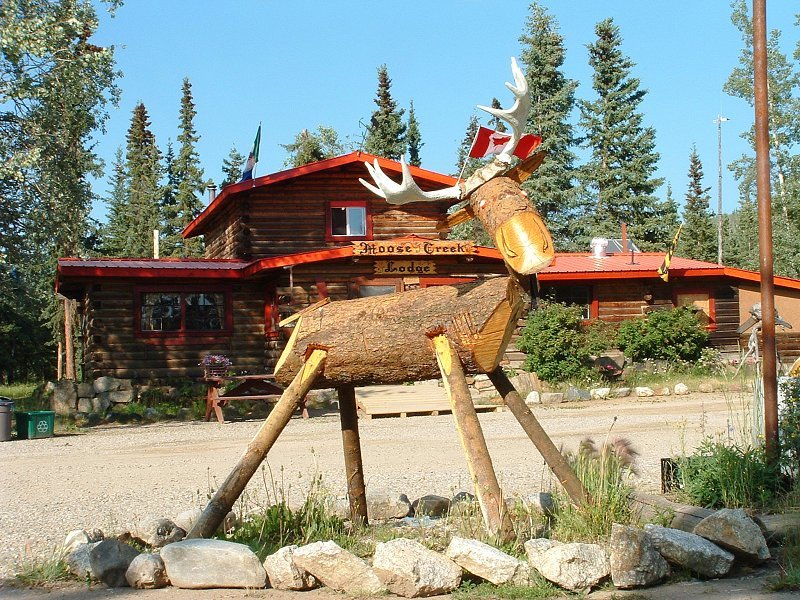 One of the log forest creatures at Moose Creek Lodge.