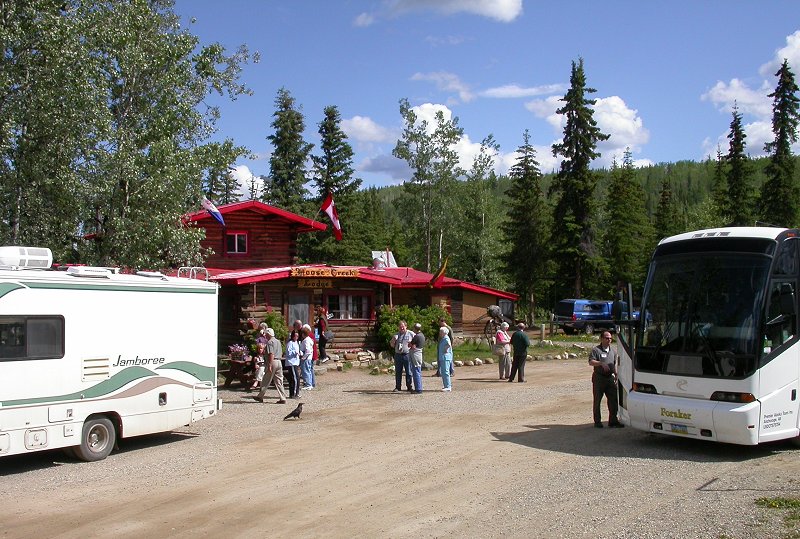 The lodge is a popular stop for motorhome caravans and motorcoach 
tours on the road between Whitehorse and Dawson City.